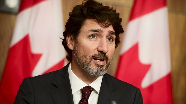 Canadian Prime Minister Justin Trudeau takes part in a press conference during the COVID-19 pandemic in Ottawa, Ontario, on Tuesday, Oct. 13, 2020 Canadian Prime Minister Justin Trudeau takes part in a press conference during the COVID-19 pandemic in Ottawa, Ontario, on Tuesday, Oct. 13, 2020