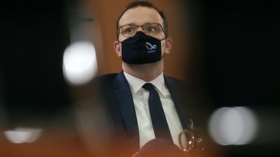 Wednesday, Oct. 21, 2020, German Health Minister Jens Spahn attends the weekly government cabinet meeting at the chancellery in Berlin