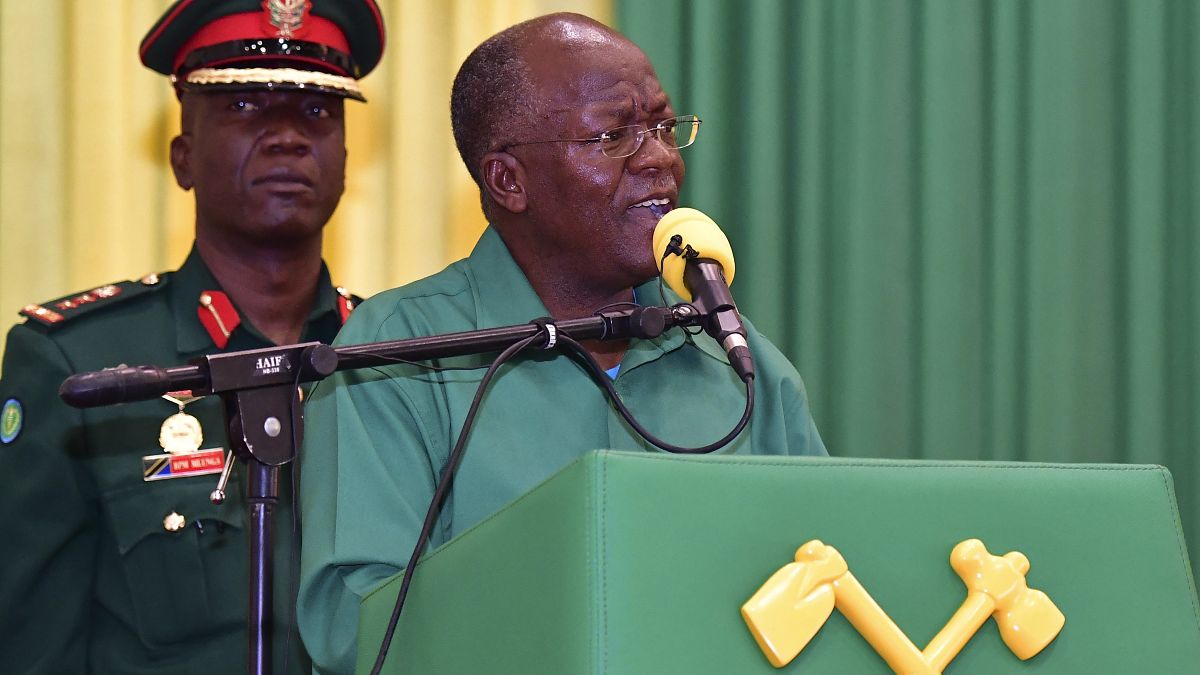 Tanzania ruling party CCM Presidential Candidate President John Magufuli addresses Dodoma region elders at the climax of his election campaign on Tuesday. Tuesday, Oct. 27