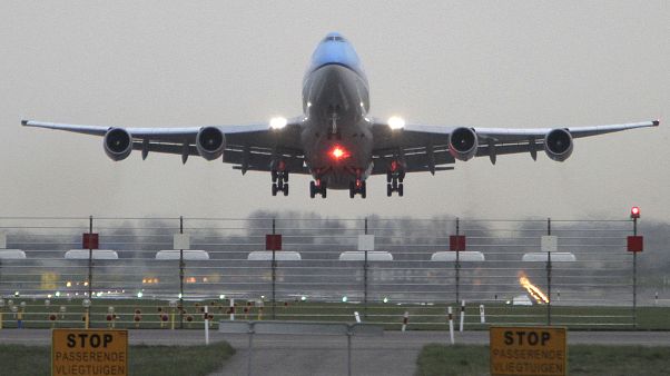 In this file photo dated Monday April 19, 2010, The first of three KLM passenger planes heading to New York takes off from Schiphol airport in Amsterdam, Netherlands. In this file photo dated Monday April 19, 2010, The first of three KLM passenger planes heading to New York takes off from Schiphol airport in Amsterdam, Netherlands.