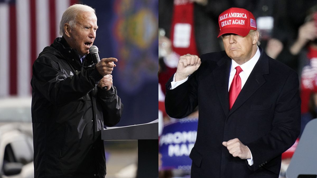 Montage photographique : Joe Biden et Donald Trump, le 1er novembre 2020