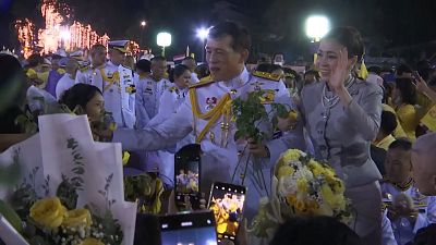 Thailand’s king and queen met with thousands of supporters in Bangkok