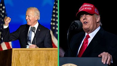 Democratic presidential candidate Joe Biden (L) and US President Donald Trump (R) campaigning in the final days of the election. Democratic presidential candidate Joe Biden (L) and US President Donald Trump (R) campaigning in the final days of the election.