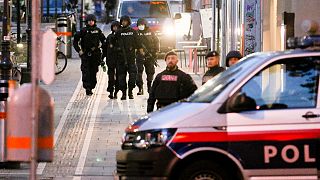 دورية للشرطة في مكان إطلاق النار في فيينا