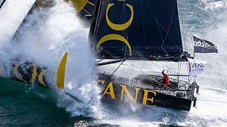 O "skipper" Armel Tripon a bordo do Imoca L'Occitane en Provence