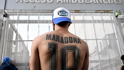A supporter of Argentine former football star Diego Maradona