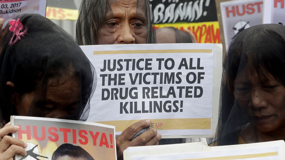 A drogellenes műveletekben meggyilkolt emberek miatti tüntetések egyike, Quezon, 2019