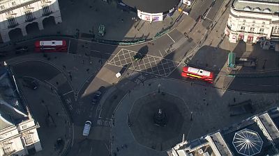 Aerials of quiet London streets as lockdown starts