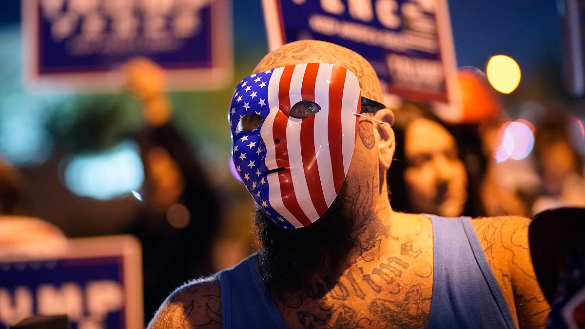 Supporters of President Donald Trump protest the Nevada vote in front of the Clark County Election Department. November 4, 2020, in Las Vegas, Nevada, USA