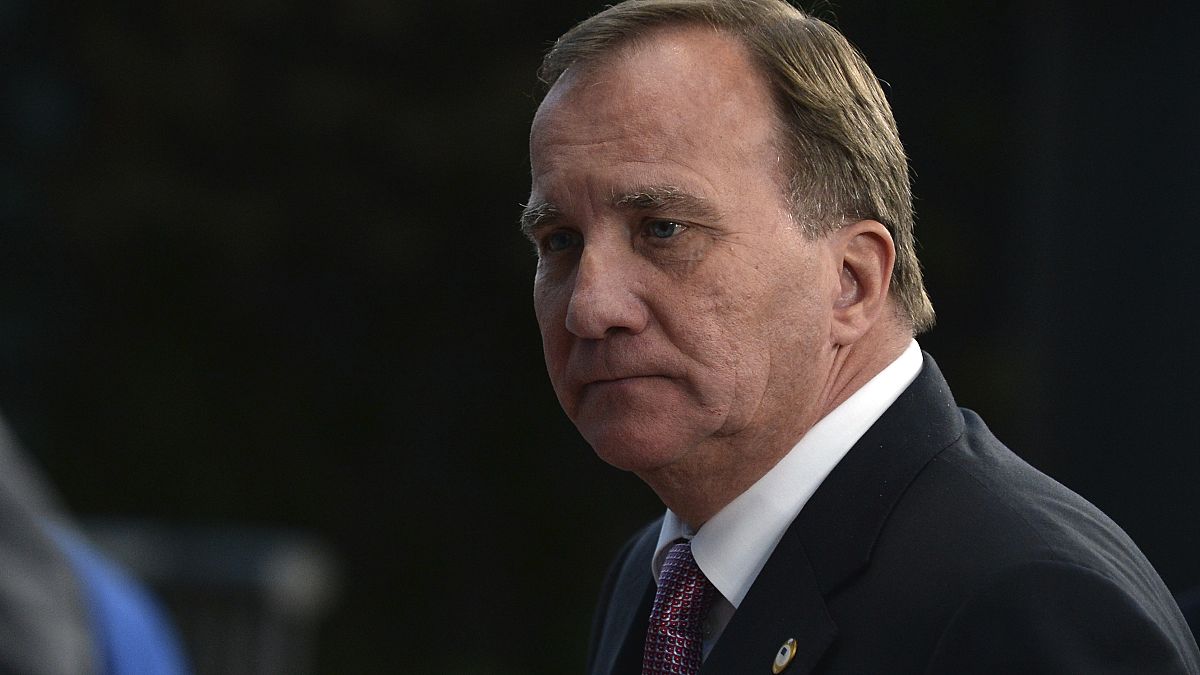 Sweden's Prime Minister Stefan Lofven leaves the European Council building at the end of an EU summit in Brussels, Tuesday, July 21, 2020.