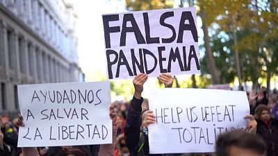 Hundreds protest against 'fake pandemic' in Madrid