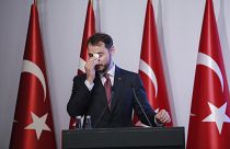 L'ex ministro delle finanze e genero di Erdogan, Berat Albayrak, a una conferenza nel 2018