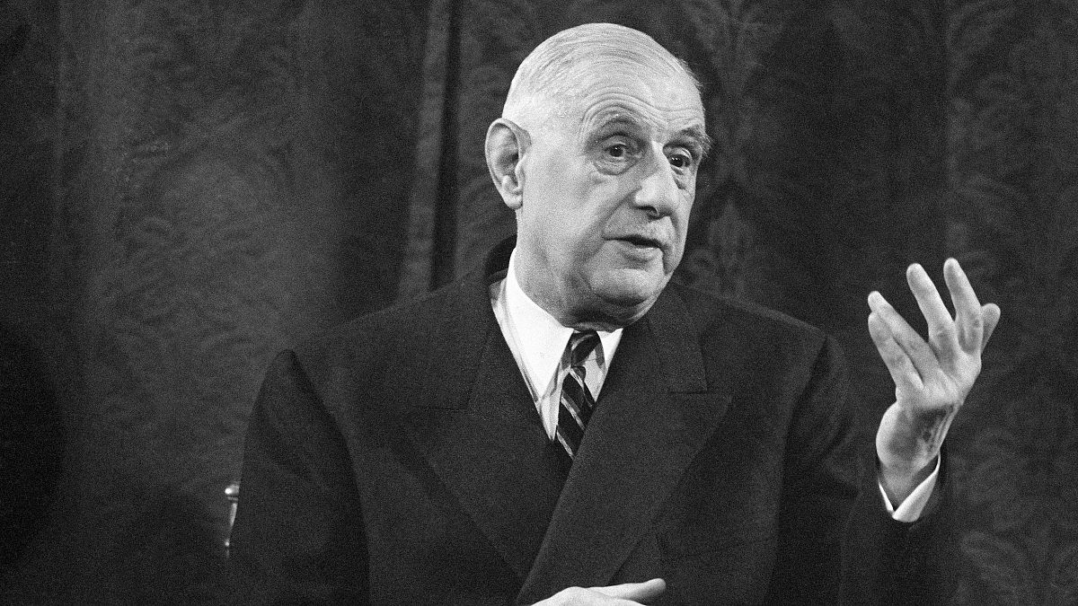 Le président français Charles de Gaulle lors d'une conférence à Paris, le 9 septembre 1965