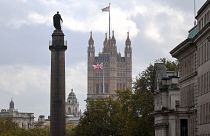 A Union flag flies atop the the Victoria Tower at Britain's Houses of Parliament, incorporating the House of Lords and the House of Commons, in London on October 20, 2020.