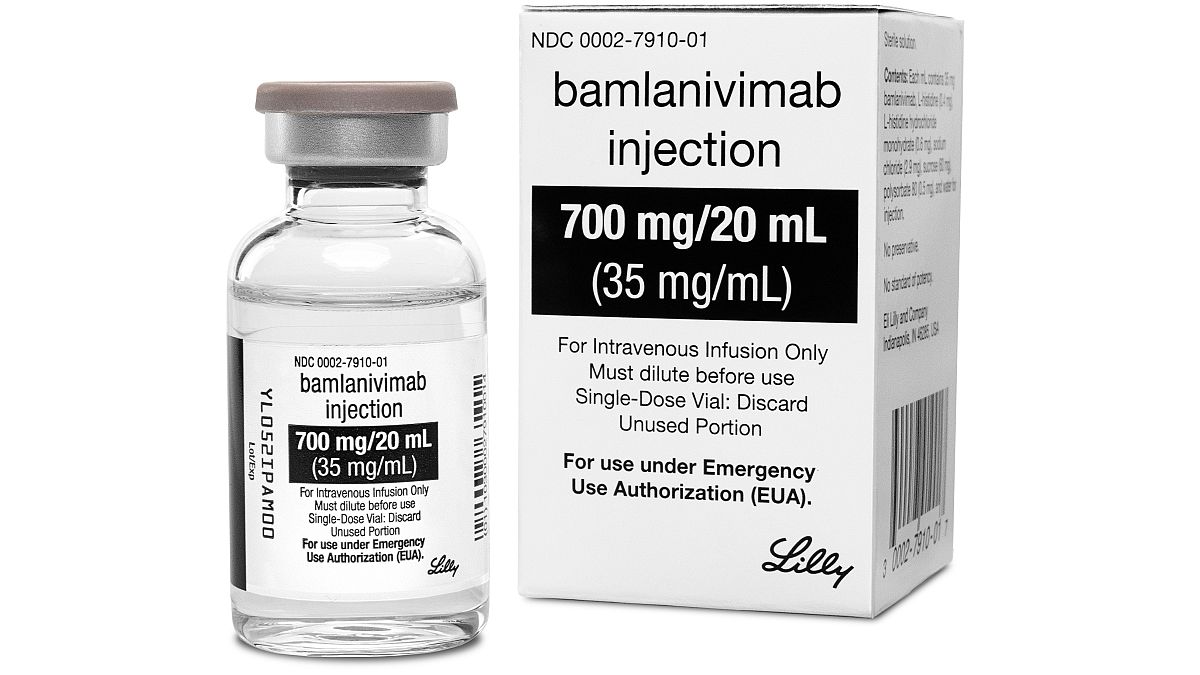 This photo provided by Eli Lilly shows the drug Bamlanivimab