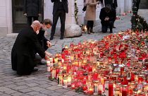 Sebastian Kurz und Charles Michel bei einer Gedenkveranstaltung für die Opfer von Wien am Montag