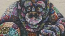 Animais em vias de extinção pintados em graffiti