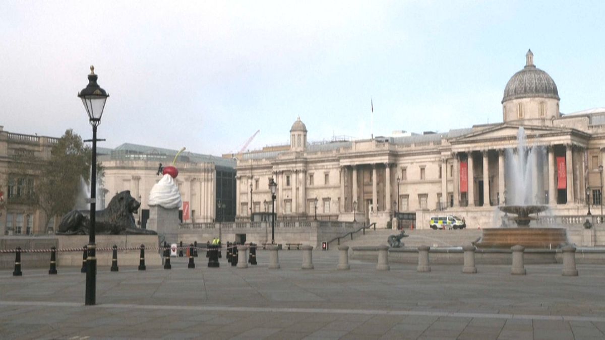 London's Trafalgar Square during lockdown this year