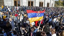 Protests in Yerevan on Wednesday in response to the truce in Nagorno-Karabakh