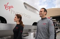 First two passengers climb on board the Virgin Hyperloop in Los Angeles