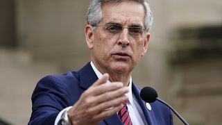 Georgia Secretary of State Brad Raffensperger speaks during a news conference on Wednesday, Nov. 11, 2020, in Atlanta.