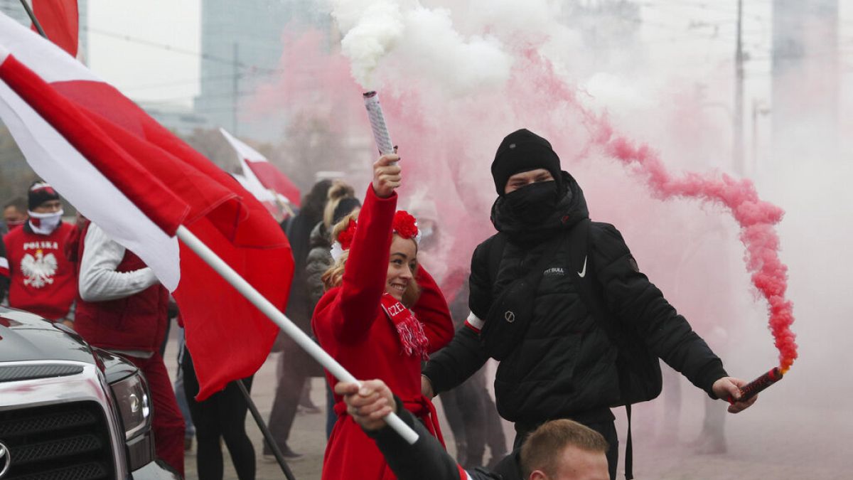 Manifestants nationalistes à Varsovie, 11 novembre 2020