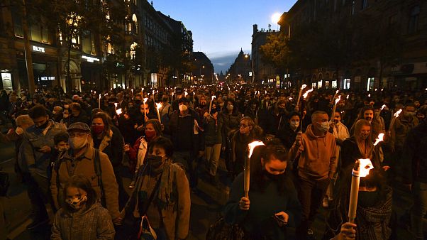 Az SZFE hallgatói által szervezett tüntetés 2020. október 23-án Az SZFE hallgatói által szervezett tüntetés 2020. október 23-án
