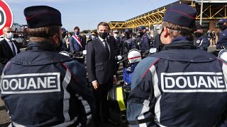 Le président français à la frontière franco-espagnole