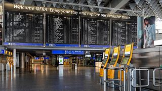 Frankfurt Airport unusually empty in earlier this year in March. 