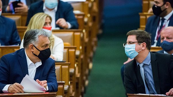 Orbán Viktor miniszterelnök és Gulyás Gergely kancelláriaminiszter Orbán Viktor miniszterelnök és Gulyás Gergely kancelláriaminiszter