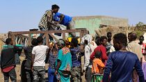Ethiopians who fled the fighting, at a refugee camp in the Hamdait border area in Sudan