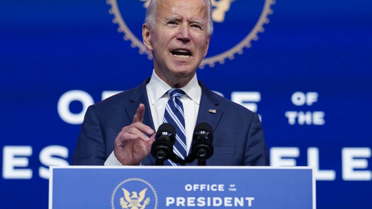 President-elect Joe Biden speaks at The Queen theatre, Tuesday, Nov. 10, 2020, in Wilmington