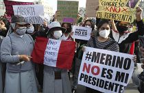 Protesta contra el Gobierno de Manuel Merino en la Plaza San Martin de Lima, Perú, 14/11/2020