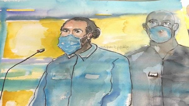 Croquis d'Ayoub El Khazzani au procès Croquis d'Ayoub El Khazzani au procès