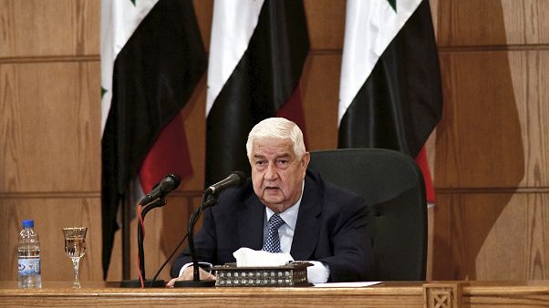 وزير الخارجية السوري وليد المعلم خلال مؤتمر صحفي، في دمشق، سوريا وزير الخارجية السوري وليد المعلم خلال مؤتمر صحفي، في دمشق، سوريا