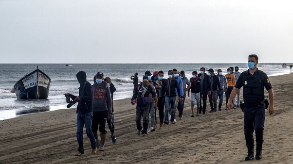 Migrants débarquant aux Canaries, 20 octobre 2020 Migrants débarquant aux Canaries, 20 octobre 2020
