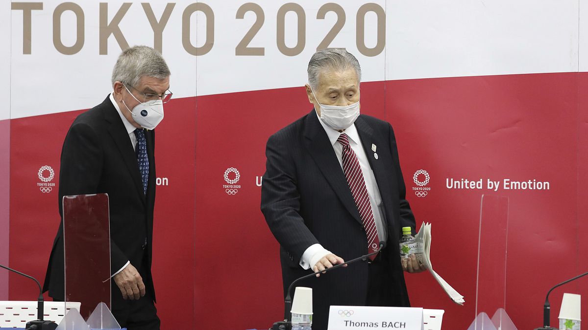 IOC-Präsident Bach und der Chef des japanischen Olympiakomitees, Yoshiro Mori 