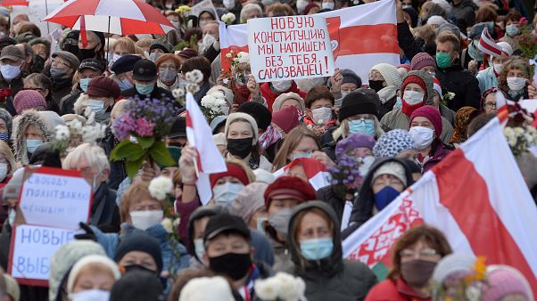 Tüntetők Minszkben Tüntetők Minszkben