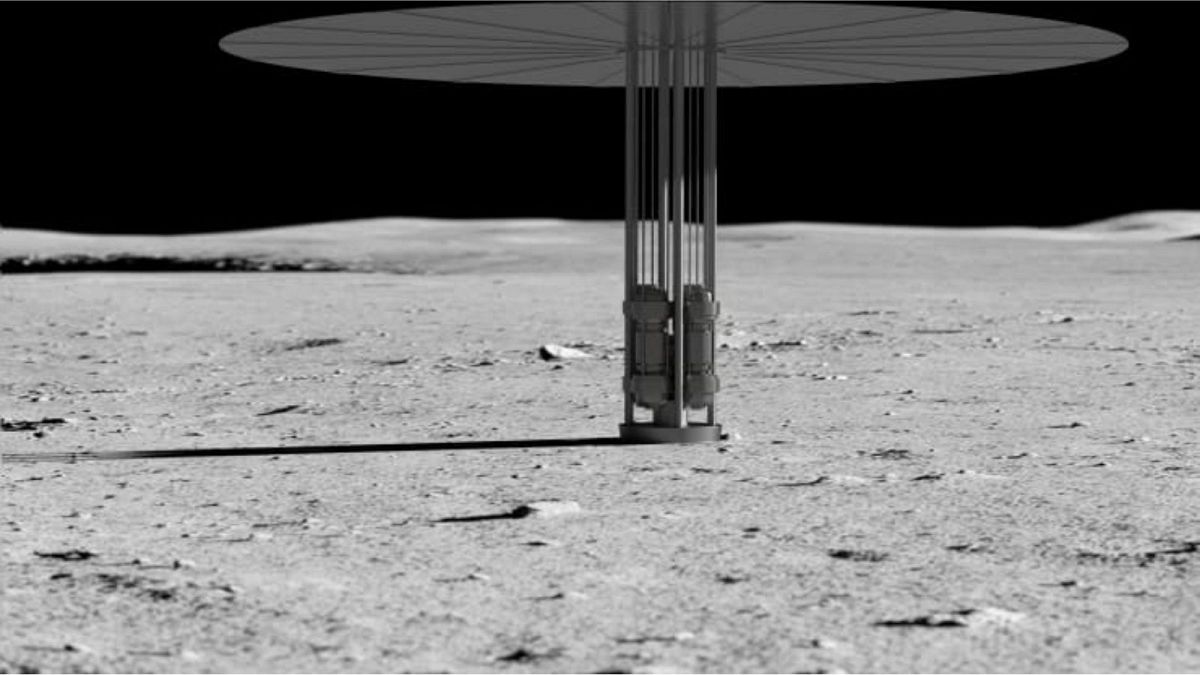 نمای یک سامانه شکاف هسته‌ای فرضی روی سطح ماه