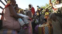 Ethiopian refugees gather in Qadarif region, easter Sudan, Tuesday, Nov. 17, 2020. 