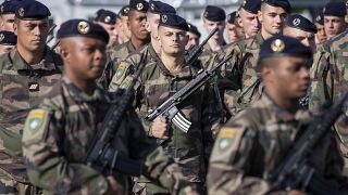 جنود فرنسيون في قاعدة روكلا العسكرية في ليتوانيا في سبتمبر-أيلول 2020