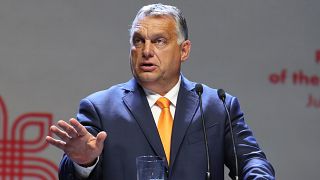 Orbán Viktor a visegrádi országok miniszterelnökeinek egyeztetésén tartott sajtótájékoztatón a lengyelországi Lublinban 2020. szeptember 11-én