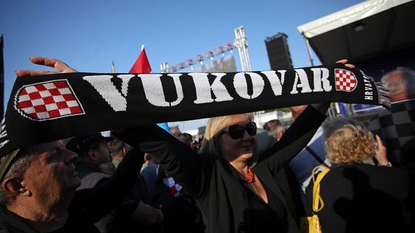 Several thousand people take part in a protest, on October 13, 2018 in Vukovar, to demand that the state speed up investigations of war crimes committed in the area. Several thousand people take part in a protest, on October 13, 2018 in Vukovar, to demand that the state speed up investigations of war crimes committed in the area.