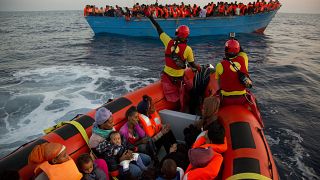 Rescue operation at the Mediterranean sea, about 13 miles north of Sabratha, Libya, 2016