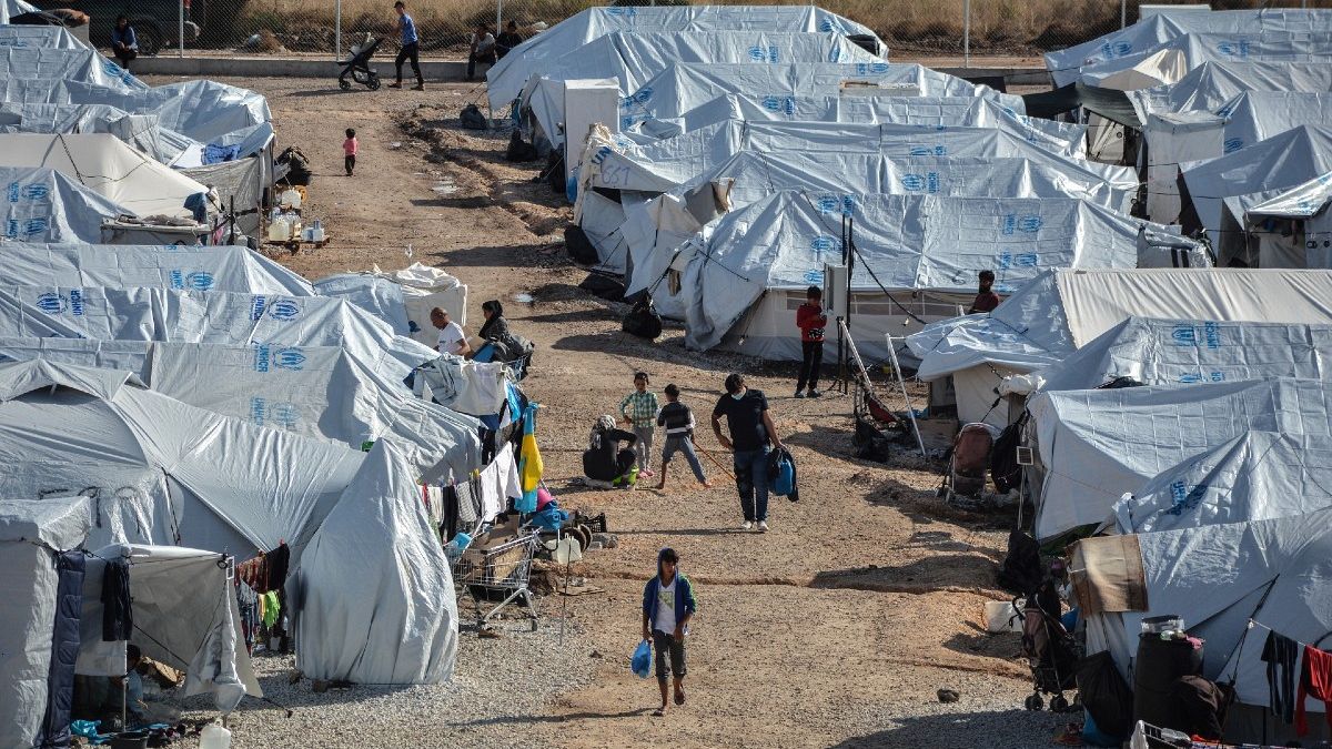 Yunanistan'da bir mülteci kampı