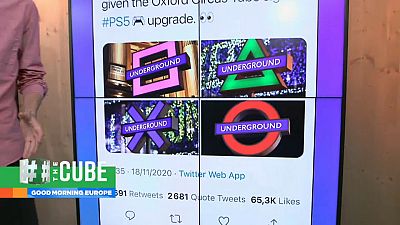 New promotional signs at Oxford Circus Underground station in London