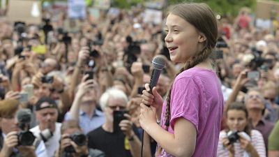 Swedish climate activist Greta Thunberg takes part in the school strike demonstration Fridays for future in Berlin, Germany, July 2019. Swedish climate activist Greta Thunberg takes part in the school strike demonstration Fridays for future in Berlin, Germany, July 2019.