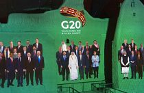 Los líderes del G20 en un montaje para recrear la tradicional foto del grupo. 