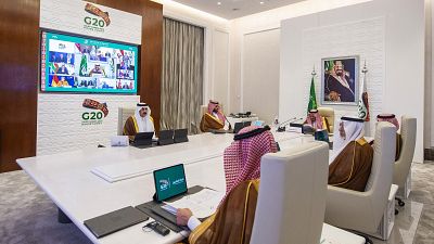 Detalle de la cumbre virtual del G20 presidida por Arabia Saudí