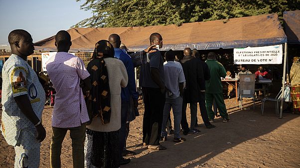 People line up to vote in Burkina Faso's presidential and legislative elections in Ouagadougou Sunday November 22, 2020. People line up to vote in Burkina Faso's presidential and legislative elections in Ouagadougou Sunday November 22, 2020.